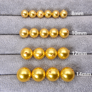 <span class=keywords><strong>Southsea</strong></span> Gold Round Loose Half-Hole Glass Pearl Beads Crystal Lampwork para la fabricación de joyas Bijoux - Product Image 1