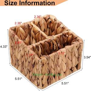 Cesta de Almacenamiento Rectangular de Mimbre Ecológica Ecoka Rustic de 3 Compartimentos con Diseño Multifuncional para Ropa y Decoración del Hogar - Product Image 3