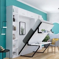 Ensemble de meubles de maison intégrés comprenant un lit mural Murphy invisible, un bureau rabattable dissimulé, une étagère avec accessoires de quincaillerie