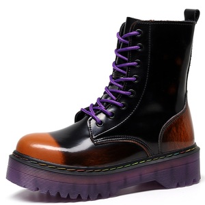 European and American thick-soled 8-hole locomotive <b>boots</b> purple sole English-style women's short <b>boots</b> with laces work <b>boots</b> - Product Image 3