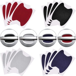MESOROCK 4 pièces universel 3D fibre de carbone poignée de porte de <span class=keywords><strong>voiture</strong></span> peinture anti-rayures autocollant Auto poignée de porte tasses coussin de protection - Product Image 2