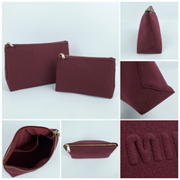 Sac à Makeup Eco Coloré Voyage Grand Jacquard Terry Rose Mignon Logo - Grande Capacité Zip