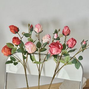 Fleurs artificielles en soie, roses, haute simulation, rose clair, rose foncé, décoration intérieure, bouquet de mariage, accessoires de photographie - Product Image 4
