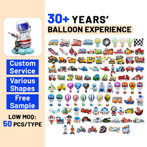Ballon en feuille d'aluminium gonflable à l'hélium pour décoration de fête d'anniversaire, vente en gros, outil de transport, excavatrice, moto, <span class=keywords><strong>avion</strong></span> - Product Image 1