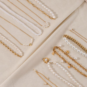 Moda de moda impermeable deslustre libre de perlas de agua dulce joyería chapado en oro de acero inoxidable collar con colgante de perlas de agua dulce - Product Image 4