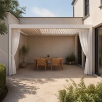 Pergola bioclimatique de luxe robuste en aluminium thermolaqué, à lames orientables, étanche, écologique, tailles personnalisées disponibles