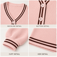 Ensemble tricoté personnalisé pour femmes, haut à col en V à manches longues et jupe mini, tenue en 2 pièces pour un usage quotidien décontracté