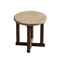 Table basse en bois de frêne massif avec plateau en travertin style Wabi-sabi pour salon, chambre, coin - Sans assemblage, personnalisable