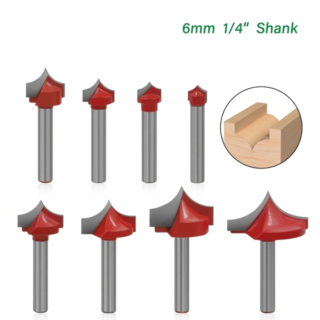 6mm Shank Pointed Profile Router Bit Wood Decorative Milling Cutter Door Panel Carving Bit for CNC Engraving Machine