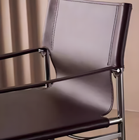 Chaise de salle à manger moderne italienne en acier inoxydable et cuir, fauteuil de négociation, tabouret de loisirs domestique, durable et écologique