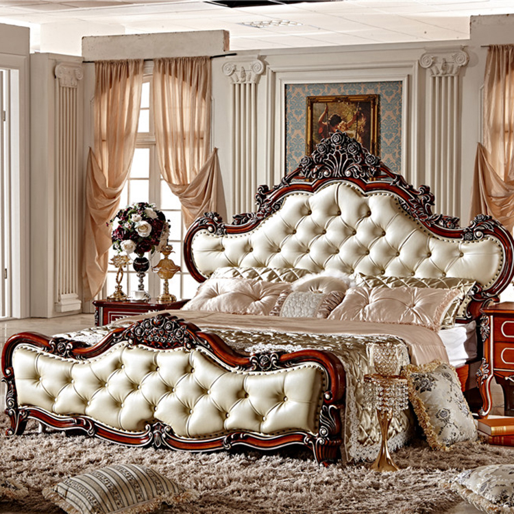 Wholesale leather queen size bedroom furniture set with headboard frame