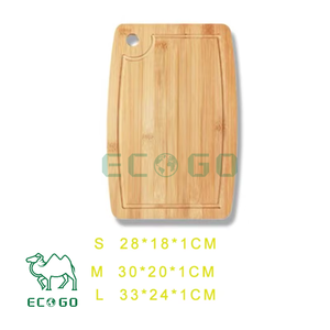 Planche à découper en bambou de pizza organique de taille qui respecte l'environnement avec la cannelure de jus - Product Image 4