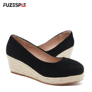 Nuove <span class=keywords><strong>zeppe</strong></span> da <span class=keywords><strong>donna</strong></span> per scarpe Slip-On con tacco alto 6cm con plateau in Suede Sole Design espadrillas <span class=keywords><strong>nere</strong></span> da <span class=keywords><strong>donna</strong></span> - Product Image 4