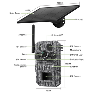 Caméra solaire Ubox <span class=keywords><strong>Pro</strong></span> 3MPHD 4G avec caméra de chasse GPS 3/1, reconnaissance animale par IA, détection de température, caméra de réseau camouflage - Product Image 6