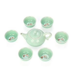 <strong>Chinese</strong> Traditional Fish Design Porcelain Green Eco-Friendly <strong>Tea</strong> <strong>Set</strong> - Product Image 1