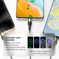 Kabel USB 3 in 1 Desain Khusus Jalinan Nilon 1.2M 2M Pengisi Daya Cepat Dengan Data untuk Tipe I Micro Tipe C Kabel Ponsel