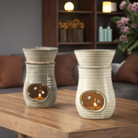 Diffuseur d'arômes en bois moderne, chauffe-cire et brûleur d'huiles essentielles vintage en céramique de haute qualité pour bougies chauffe-plat, pour la maison, le spa et l'encens décoratif
