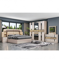 Ensemble de meubles de chambre à coucher au design moderne, ensemble complet pour chambre, comprenant armoire, table de chevet et coiffeuse, vente en gros directe usine