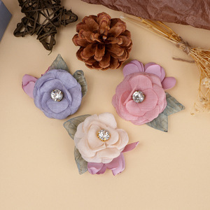 Yupu Fabric Camellia <b>Flower</b> 6cm Flat Back With Rhinestone For Hair Shoes Hats Clothing Accessories - Product Image 1