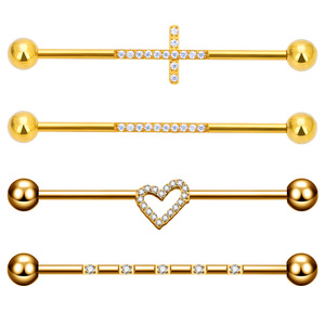 <span class=keywords><strong>Piercing</strong></span> de Titanio G23 ASTM F136 Desmontable con Triángulo Industrial 14G, Barra Labret con Zirconia, Joyería de Moda para <span class=keywords><strong>Piercing</strong></span> Corporal <span class=keywords><strong>Transversal</strong></span> de Oreja - Product Image 1