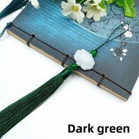 Pendentif double face en jade blanc style ethnique avec pompon lotus, en polyester, fait main, découpé, imprimé et estampé à chaud, pour vêtements chinois