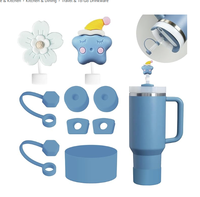 Ensemble d'accessoires réutilisables pour gobelets créatifs de 30 et 40oz comprenant 6 bouchons en silicone, 2 bouchons de paille de 10mm et 1 botte en silicone