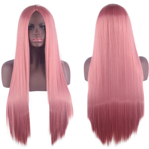 Perruque de cosplay polyvalente, raie centrale, style cuir chevelu, <span class=keywords><strong>cheveux</strong></span> longs et raides noirs de 80 cm, résistante aux hautes températures, vente en gros d'usine pour l'anime - Product Image 4