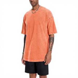 T-shirt Homme Col Rond 100% Coton 240 GSM Épais et Surdimensionné, Style Rétro Délavé à l'Acide, Écologique, Vente en Gros, Personnalisation OEM - Product Image 4