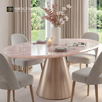 Plateau de table en pierre de quartz rose naturel poli pour ensemble de table à manger de luxe