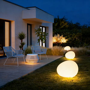 <span class=keywords><strong>Lampe</strong></span> <span class=keywords><strong>solaire</strong></span> à LED en forme de galet, en matériau PE, étanche IP65, alimentée par courant continu, pour jardin, extérieur, paysage, pierre de sol - Product Image 3