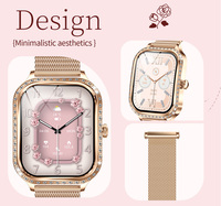 Montre connectée pour femmes, écran incurvé TFT de 1,75 pouce, appel BT, diamants incrustés, surveillance de la santé, étanche IP68, montre pour femmes