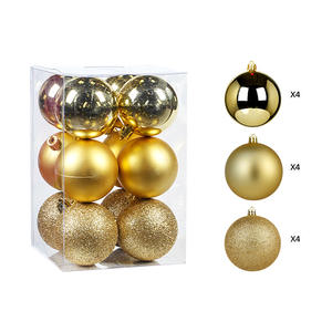 2025 nuevo juego de 12 piezas decorativas navideñas de bolas galvanizadas de plástico brillante con purpurina mate para decoración de árboles - Product Image 3