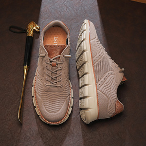 Zapatos Oxford de Plataforma Tejidos en Gris Claro, Zapatos Versátiles para Caminar, Zapatos Diarios para Toda Temporada, Tela Transpirable y Ventilada, Resistentes al Desgaste - Product Image 4