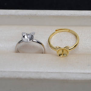 Ensemble pendentif et bague en argent S925, oreilles de chat, pain en forme d'oreille de chat cuit à la vapeur avec perle, bijoux de personnalité pour femmes, trouvailles de bijouterie DIY - Product Image 4