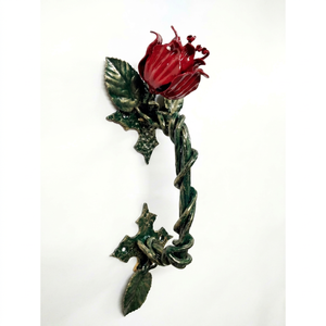 Manija de puerta de hierro forjado a mano Iron Nature, fácil de instalar, con forma de rosa, tradicional, con recubrimiento en polvo, resistente al óxido, decorativa - Product Image 1