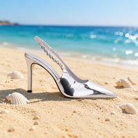 Sandales compensées d'été pour femmes, à bout ouvert et pointu, antidérapantes, transparentes, ornées de strass, légères, pour l'extérieur