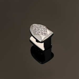 Grillz en or et argent, forme diamant, serti géométriquement, unisexe, pour usage quotidien, grillz raffinés - Product Image 4