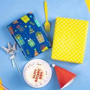 Custom <b>Blue</b> Eco-Friendly Gift Boxes Pattern Wrapping <b>Paper</b> <b>Roll</b> Double-Sided Coated Art <b>Paper</b> 100GSM Recyclable Digital Printing - Product Image 6