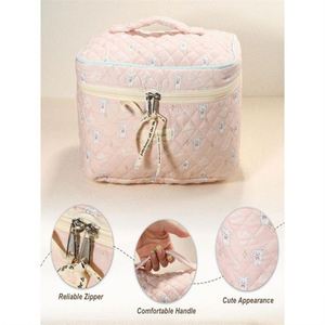 Large Capacity Portable Cosmetics <b>Storage</b> Bag Eco-Friendly Cotton <b>Makeup</b> Bag with Fashionable Zipper Closure Cute New Ins Design - Product Image 3