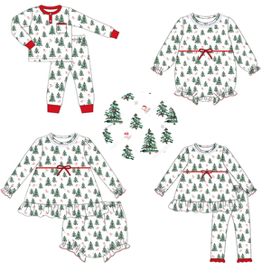 Albero di natale stampa due pezzi pantaloni di sonno all'ingrosso Boutique volant pigiami di cotone per <span class=keywords><strong>bambine</strong></span> - Product Image 1