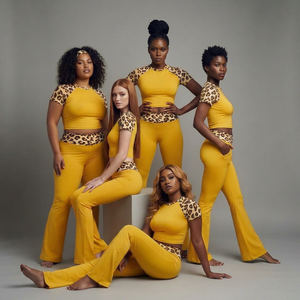 Leggings jaunes taille haute évasés pleine longueur en Spandex et Polyester extensible dans les quatre sens avec taille élastique et antibactériens pour le yoga - Product Image 1