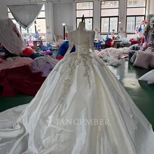 Vestido de Novia de Lujo Mc036, Corsé con Cuentas Plateadas, Vestido de Princesa de Satén, Apliques de Encaje, Cola Larga, Jancember - Product Image 6