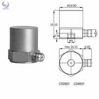 SSR C Serisi PE Şarj Çıkışlı İvme Ölçer Titreşim Masası Kontrol Yan Konektörü 10-30pC/g +/-1500g Paslanmaz Çelik M5 IP68