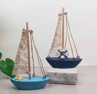 Modèle de voilier en bois méditerranéen, mini-ornement nautique, décoration vintage de voilier en toile pour table de maison