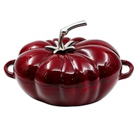 Cocotte en fonte émaillée en forme de tomate avec poignées pour cuisinière et four, pot à ragoût de haute qualité