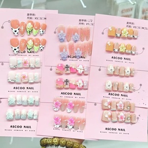 <span class=keywords><strong>Uñas</strong></span> Postizas Personalizadas OEM, Diseño <span class=keywords><strong>de</strong></span> Oso con Lazo 3D en Tonos Pastel, Estilo Mixto, <span class=keywords><strong>Uñas</strong></span> Acrílicas Reutilizables al por Mayor - Product Image 1