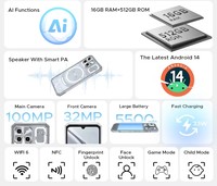 Téléphone robuste DOOGEE Blade GT Ultra 5G, Dimensity 7300, 6,72 pouces, 16 Go + 512 Go, effet lumineux LED, ultra-fin, IP68, smartphone