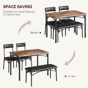 Kitchen <strong>Table</strong> <strong>with</strong> Upholstered Chairs and <strong>Bench</strong> <strong>Dining</strong> <strong>Table</strong> Set for 4 <strong>Dining</strong> Room <strong>Table</strong> Set for <strong>Small</strong> Space Apartment Furniture - Product Image 2