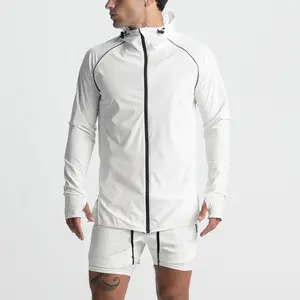 Sportswear Großhandel Weiß Zip Up Workout Nylon Spandex Gym Sport jacke für Männer