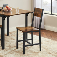 Table à manger de style farmhouse avec 4 chaises, structure en fer noir mat thermolaqué, mobilier de cuisine personnalisable, vente en gros